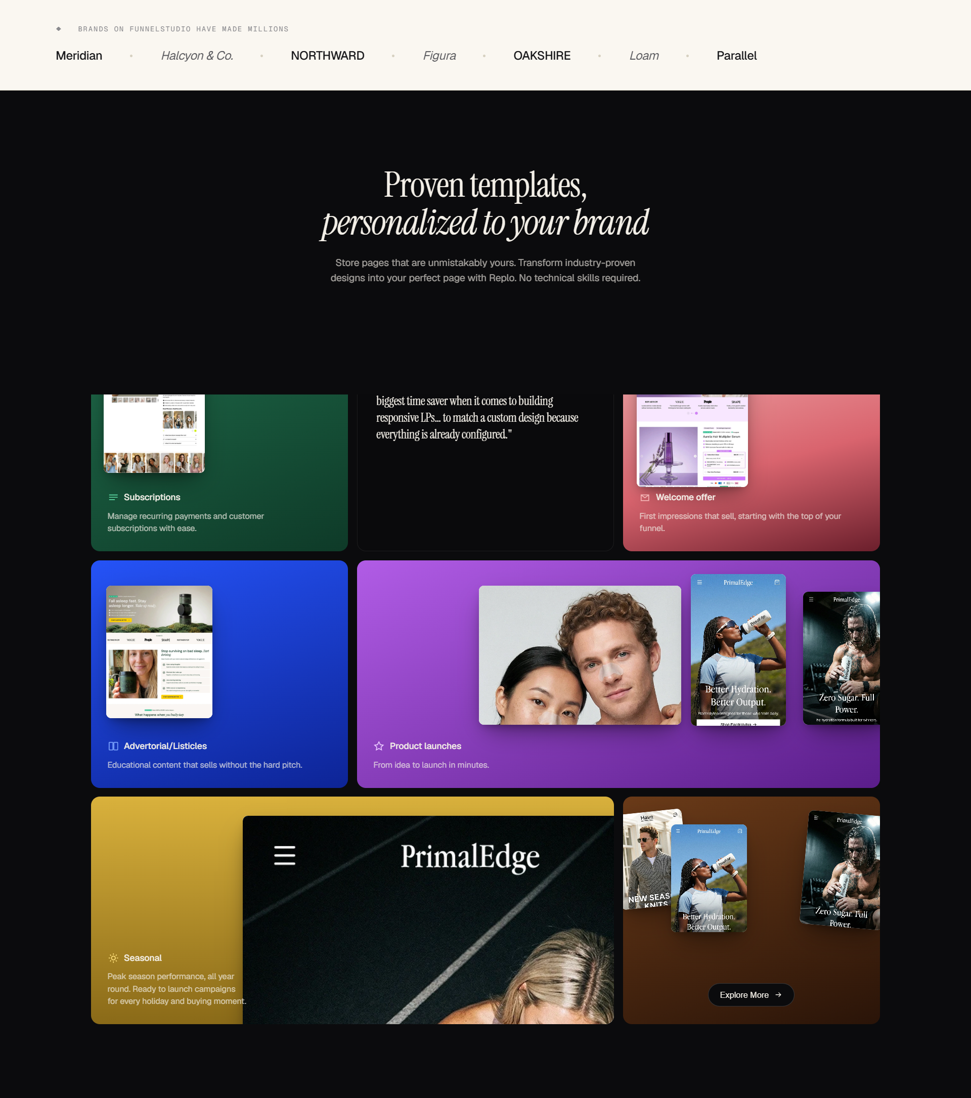 FunnelStudio — proven templates gallery